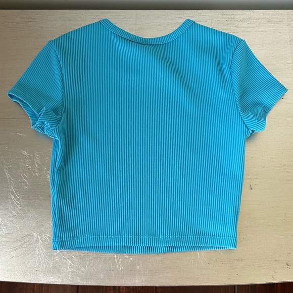 h&m ribbed blue crop top - Picture 2 of 3